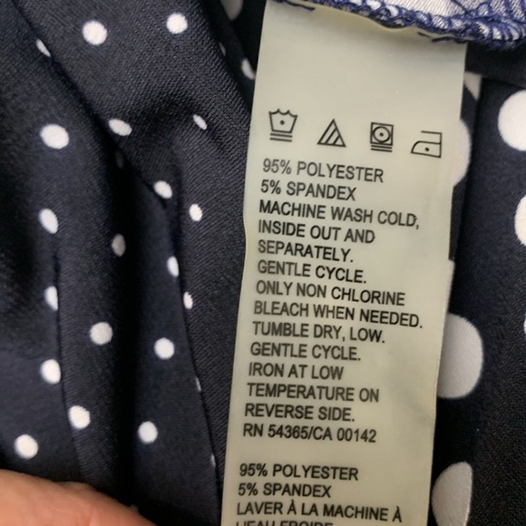 Tanjay Petite Navy Blue Sleeveless Office Top, Soft, Stretch, Polka Dots - Picture 8 of 9